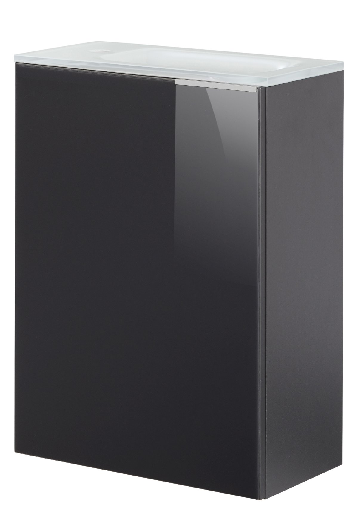 Set SBC - Front lackiertes Glas Anthrazit - Korpus Anthrazit links - 45 x 62 x 25 cm