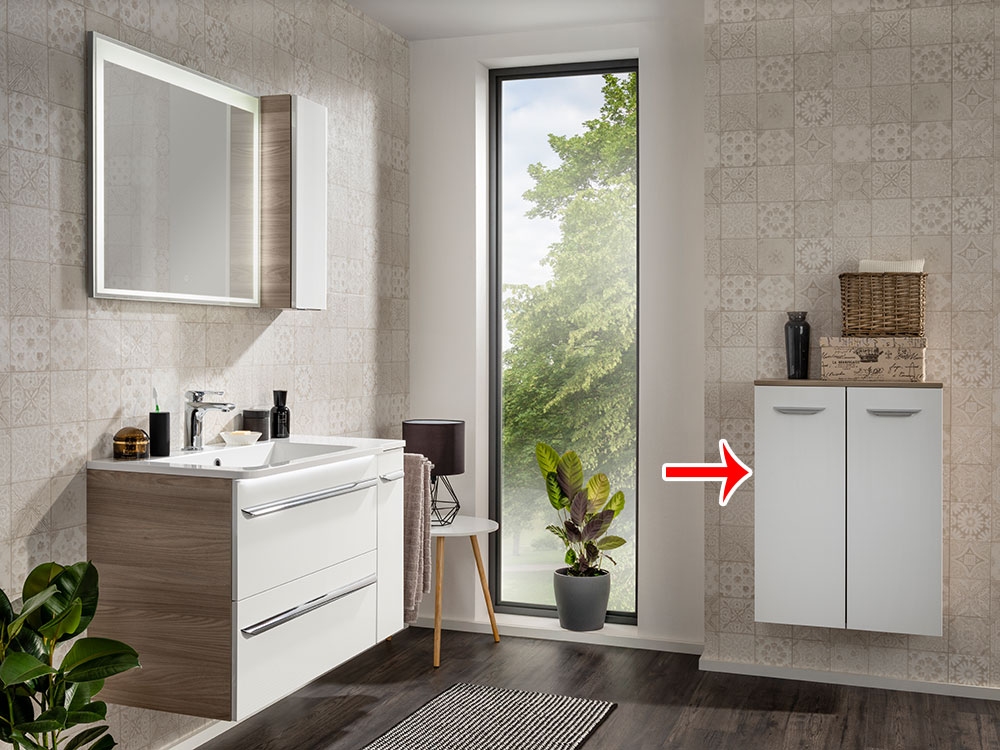 Luxor Doppel-Midischrank -Weiß Hochglanz - Steinesche - 60cm