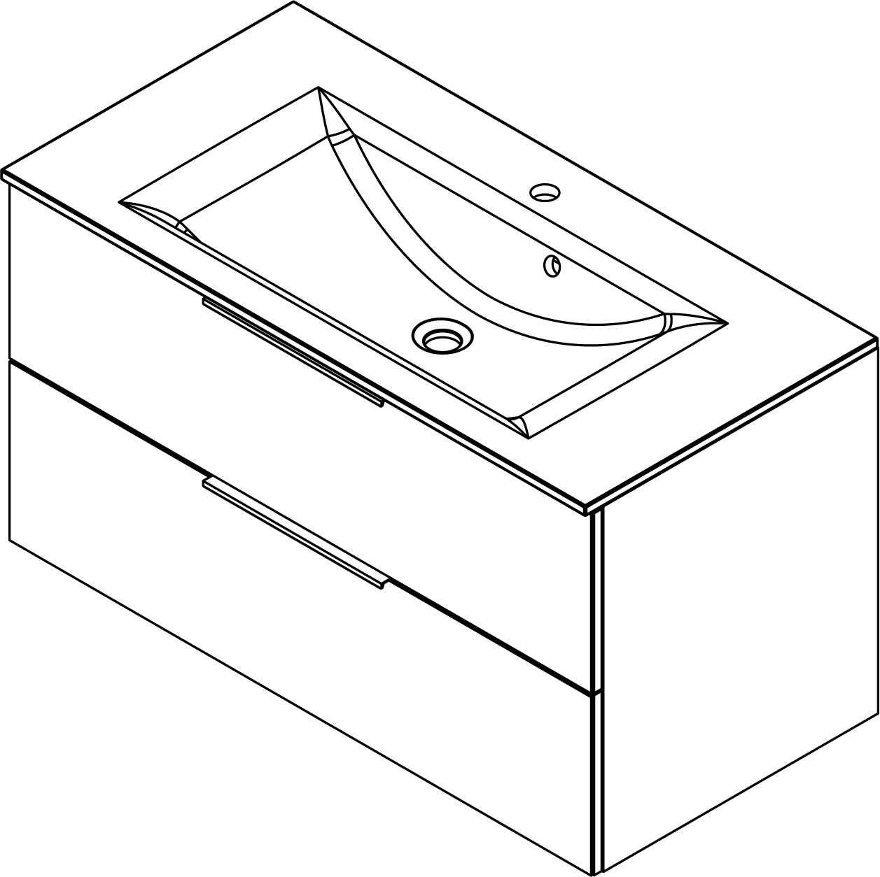 B.brillant Waschplatz Badmöbelset 100cm - Ast Eiche - Glas Anthrazit - Glaswaschtisch