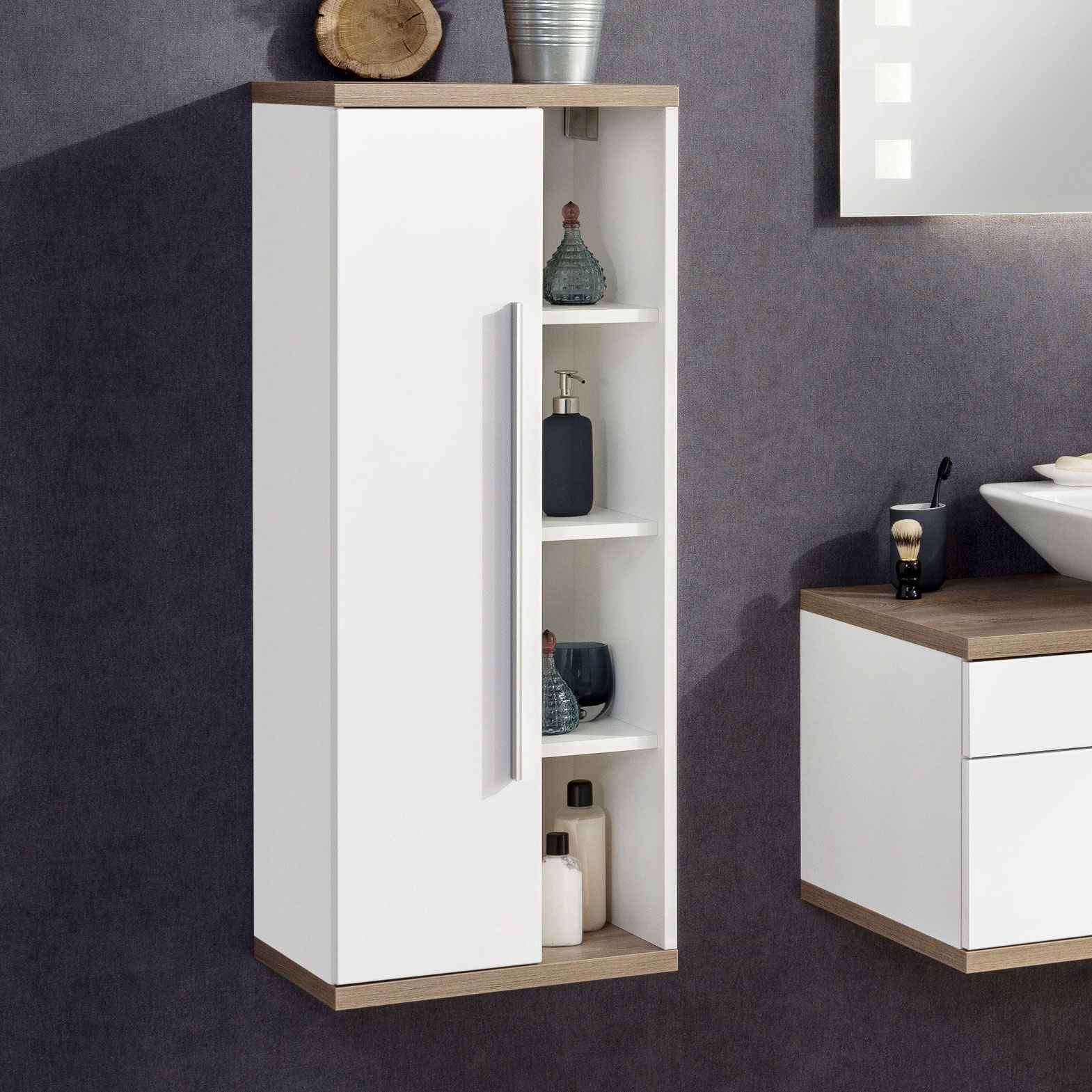 Stanford Midischrank - Weiß - Nature Oak - links