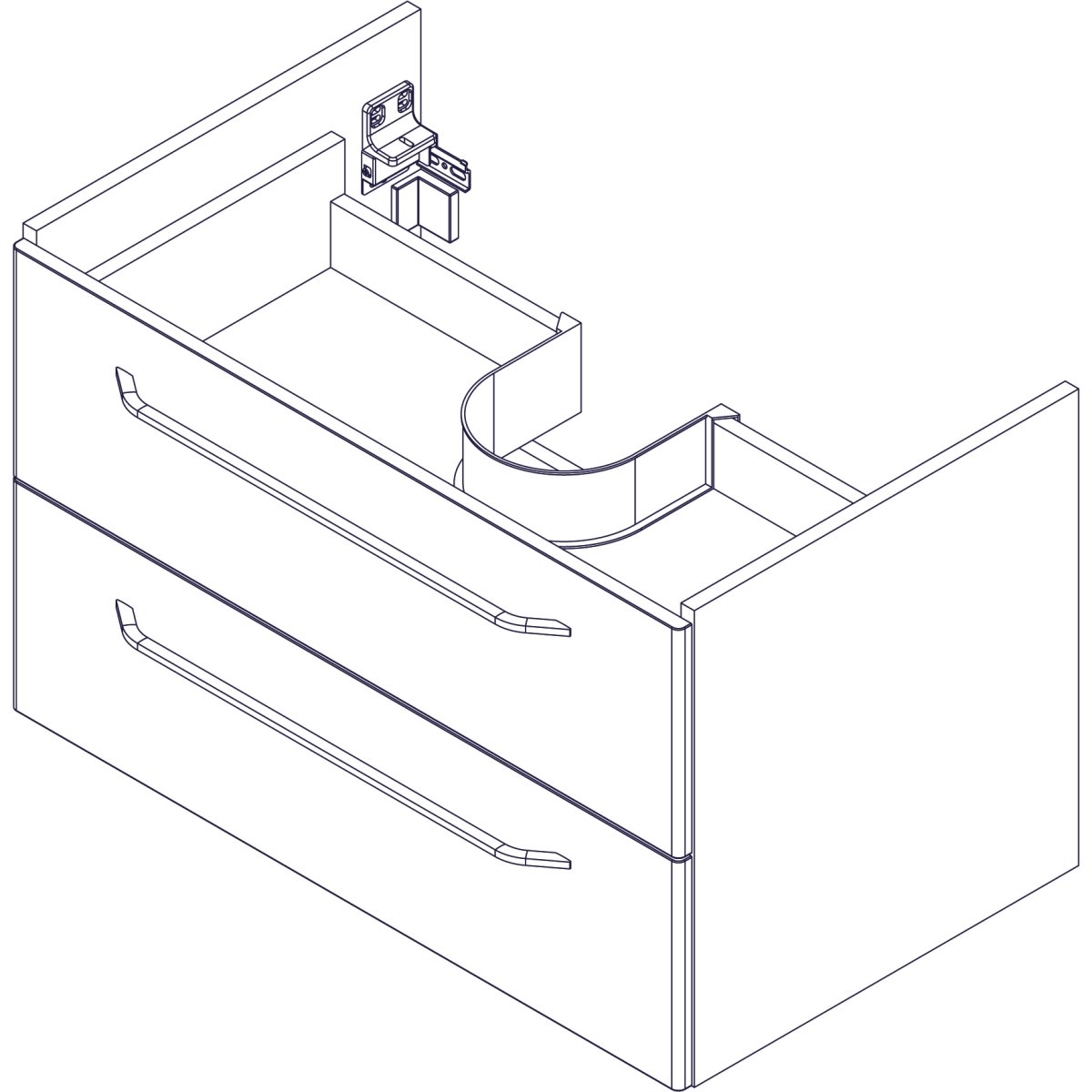 Milano Waschtischunterschrank 80cm - Weiß Hochglanz - Ast Eiche