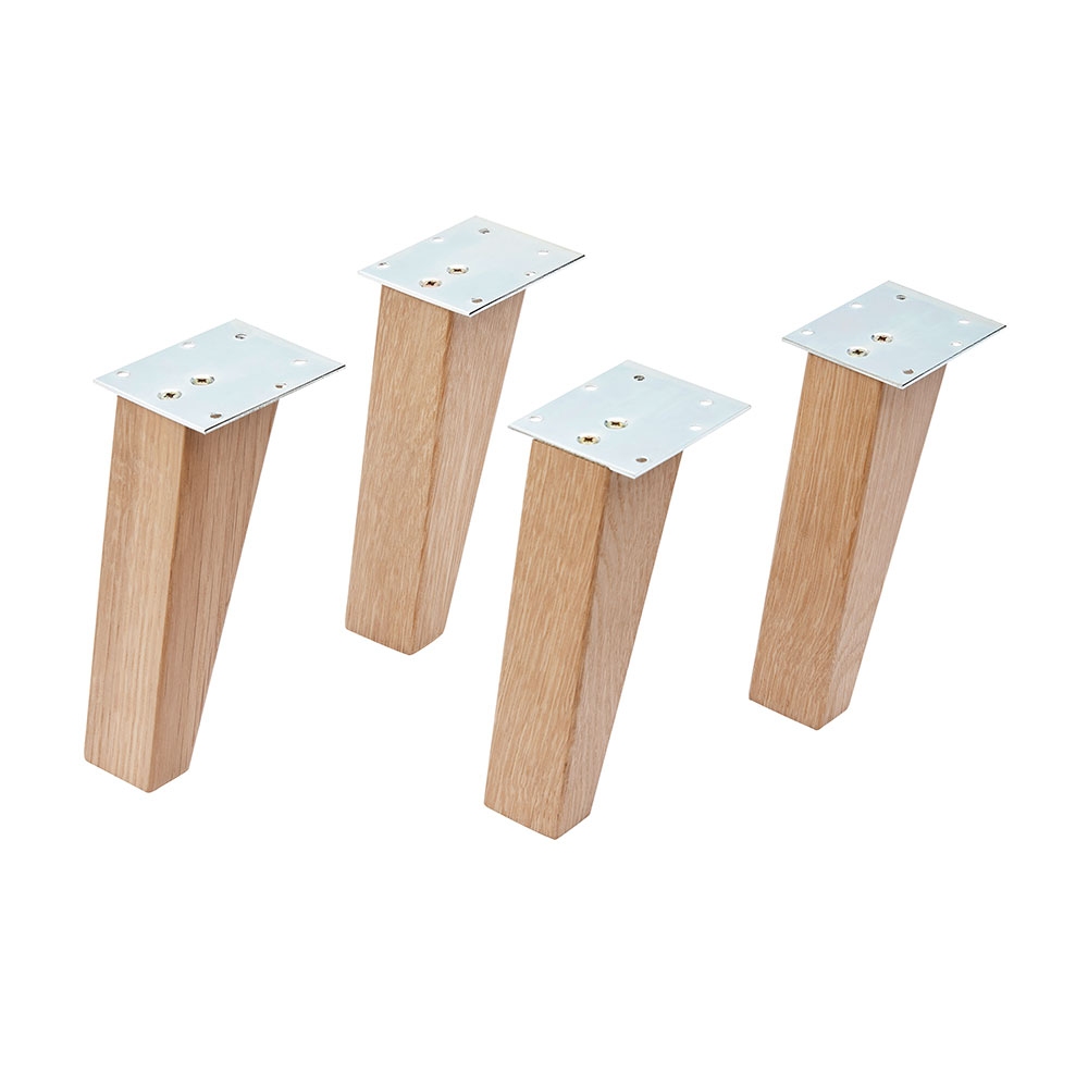 4er Set Holzfüße 15cm hoch Eiche massiv