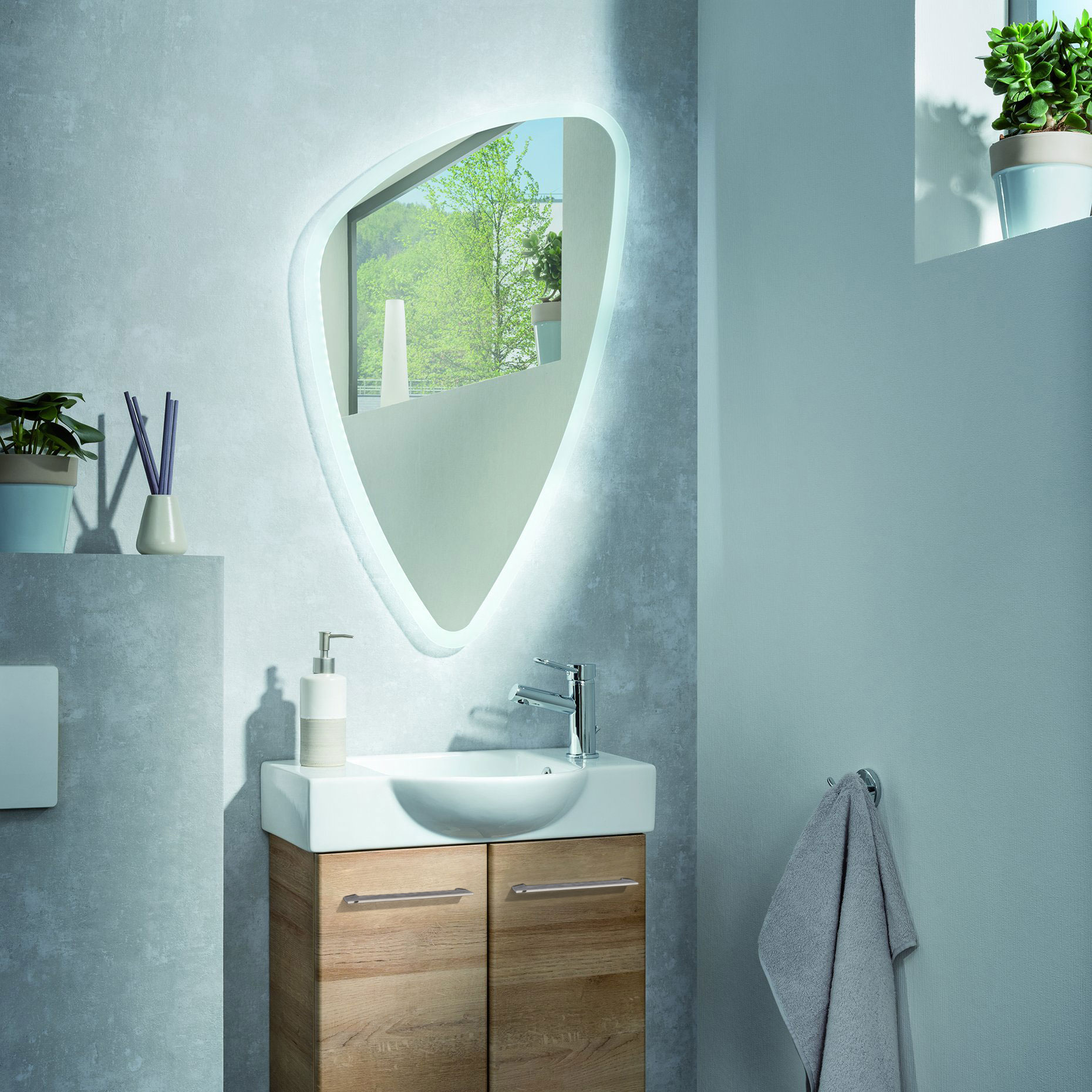 Flachspiegel Organic - mit LED Beleuchtung - 55