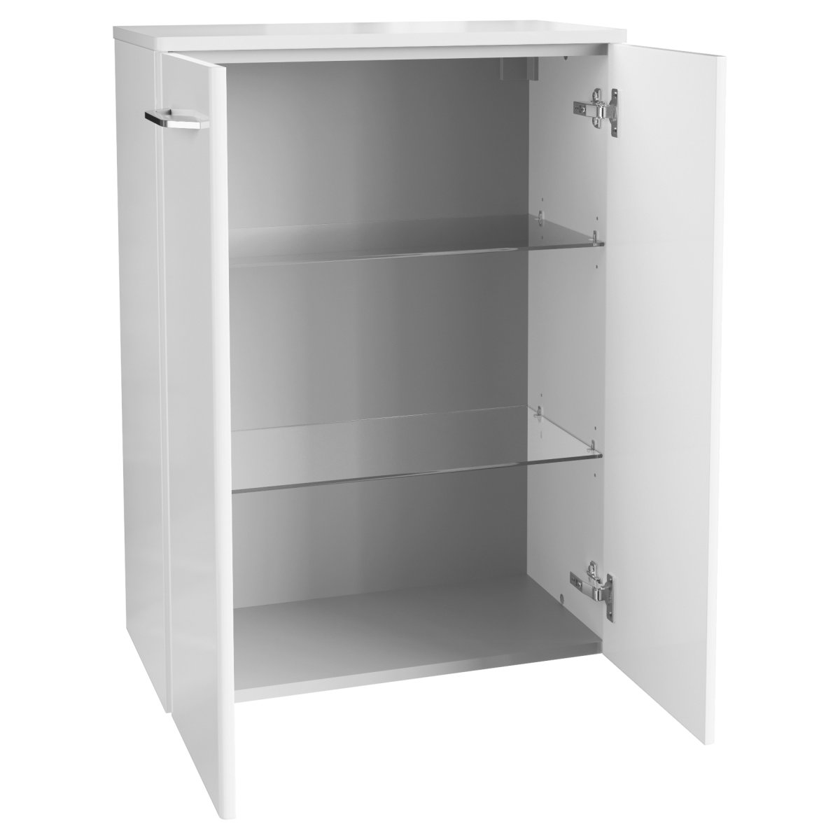 Milano Doppel-Midischrank - 60 cm - Weiß Hochglanz - Weiß Matt
