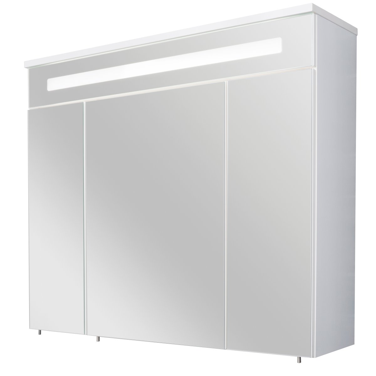 Kara LED Spiegelschrank Korpusfarbe: Weiß Matt Frontfarbe: Weiß - Glas lackiert