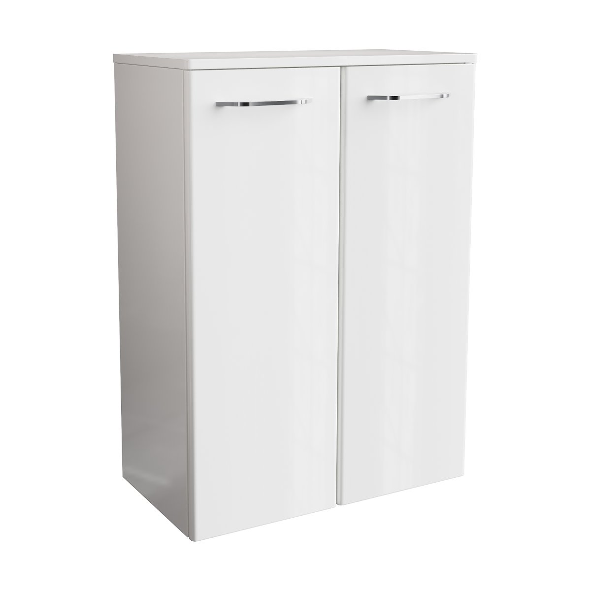Milano Doppel-Midischrank - 60 cm - Weiß Hochglanz - Weiß Matt