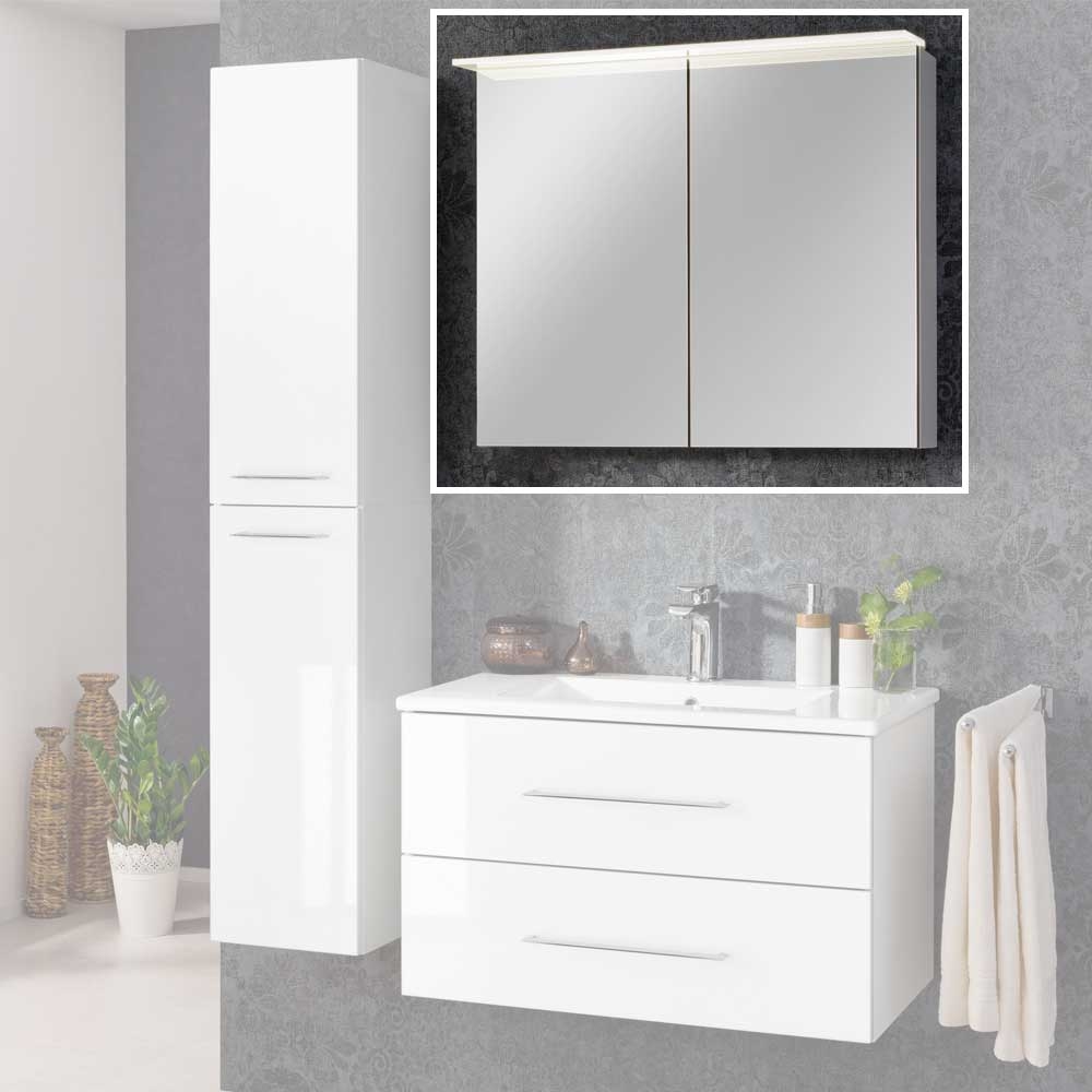 B.perfekt Spiegelschrank 80cm - Weiß