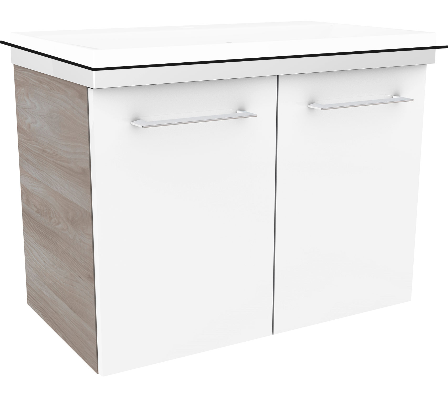 Lima Waschtischunterschrank 60cm Korpusfarbe: Steinesche Frontfarbe: Weiß Hochglanz