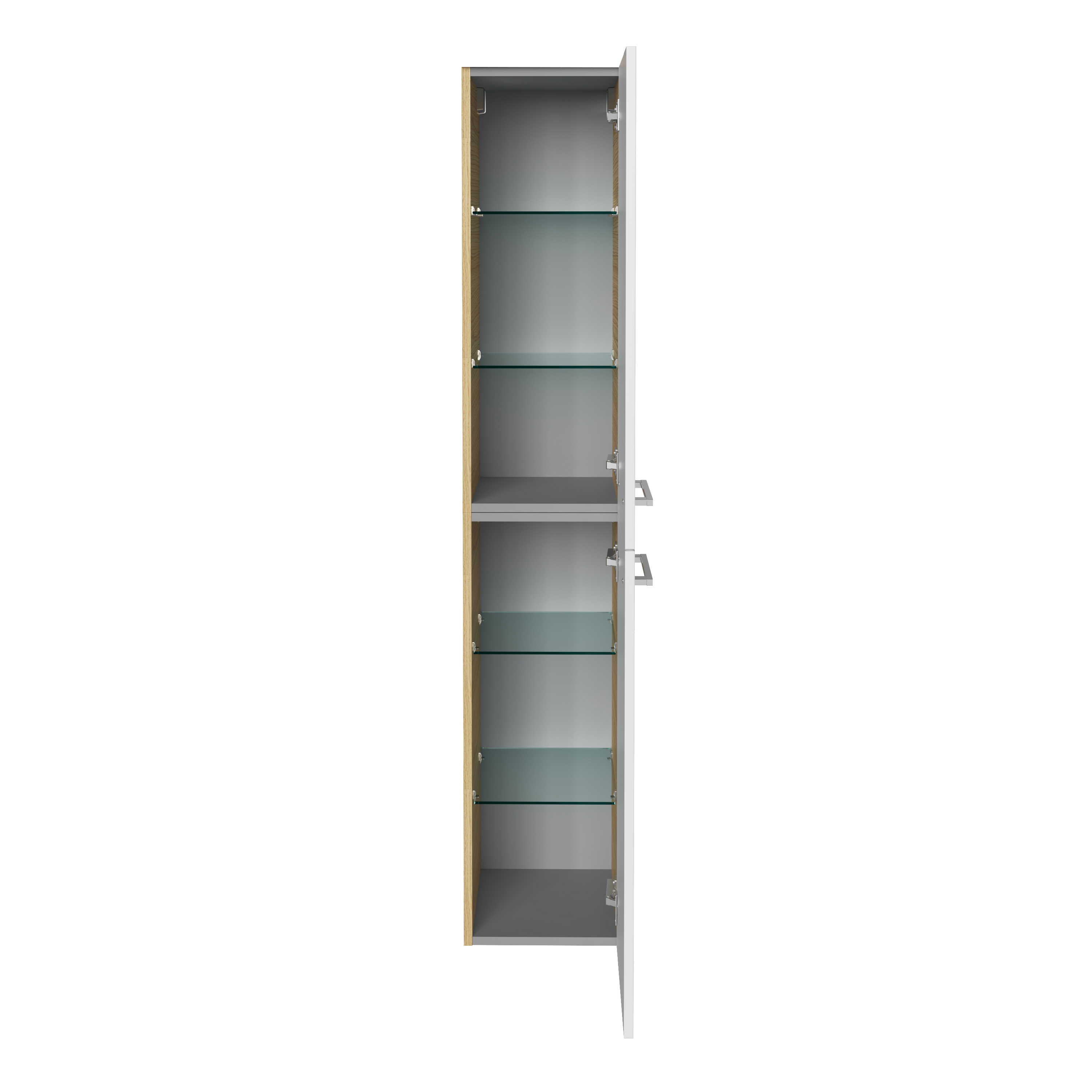 B.Style Hochschrank 30 cm Korpusfarbe: Sandeiche Frontfarbe: Weiß Hochglanz Anschlag: Rechts