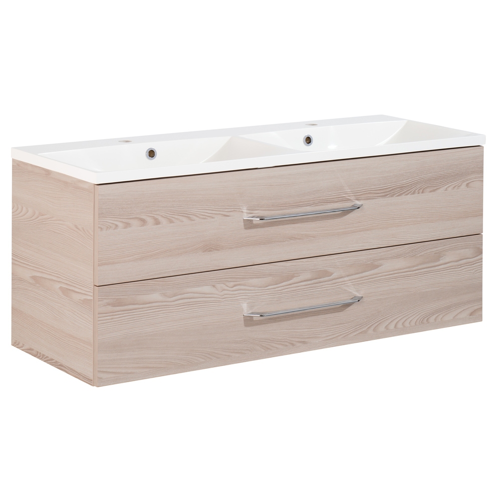B.clever Doppelwaschtischset 120cm Korpusfarbe: Alaska-Esche Frontfarbe: Alaska-Esche