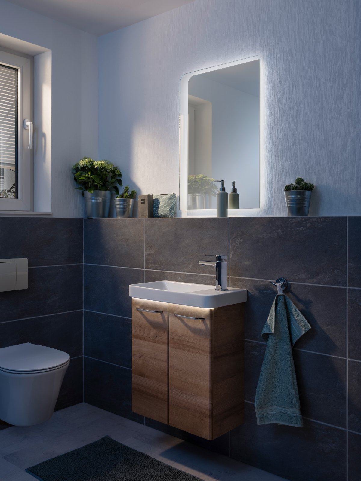 Milano Gäste WC Waschtischunterschrank - Ast Eiche
