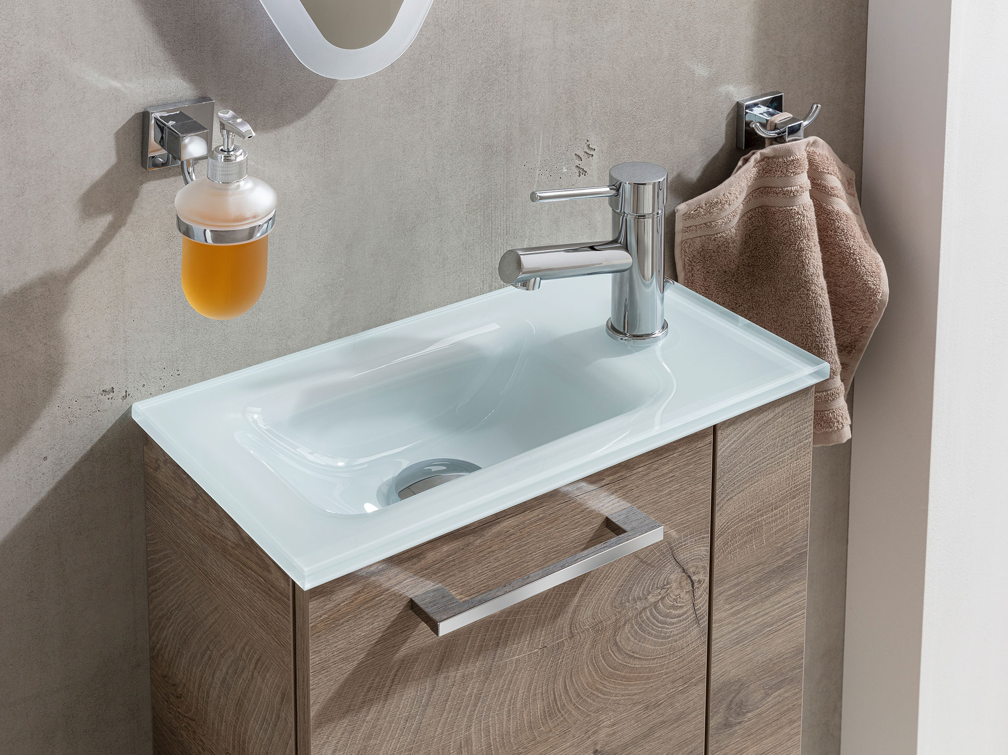 Gäste-WC Glasbecken weiß