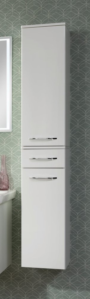 Milano Hochschrank - Weiß Hochglanz - Weiß Matt