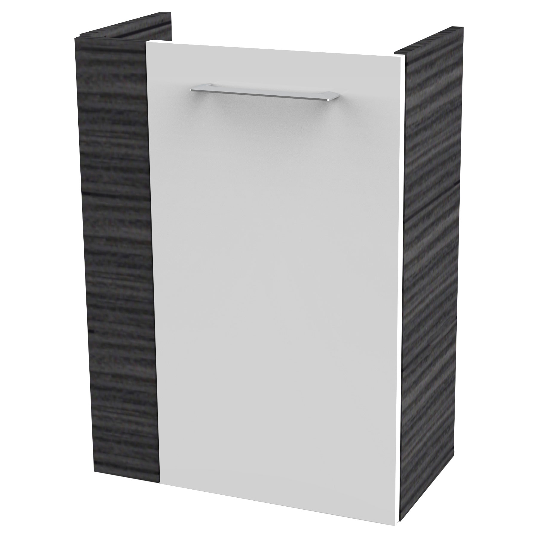 SBC Beckenunterschrank 45 - Front Weiß Hochglanz - Korpus Dark Oak - Rechtsanschlag