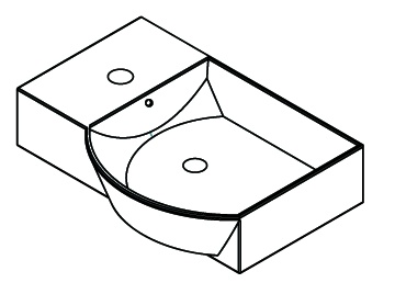 Gäste-WC-Keramikbecken rechts