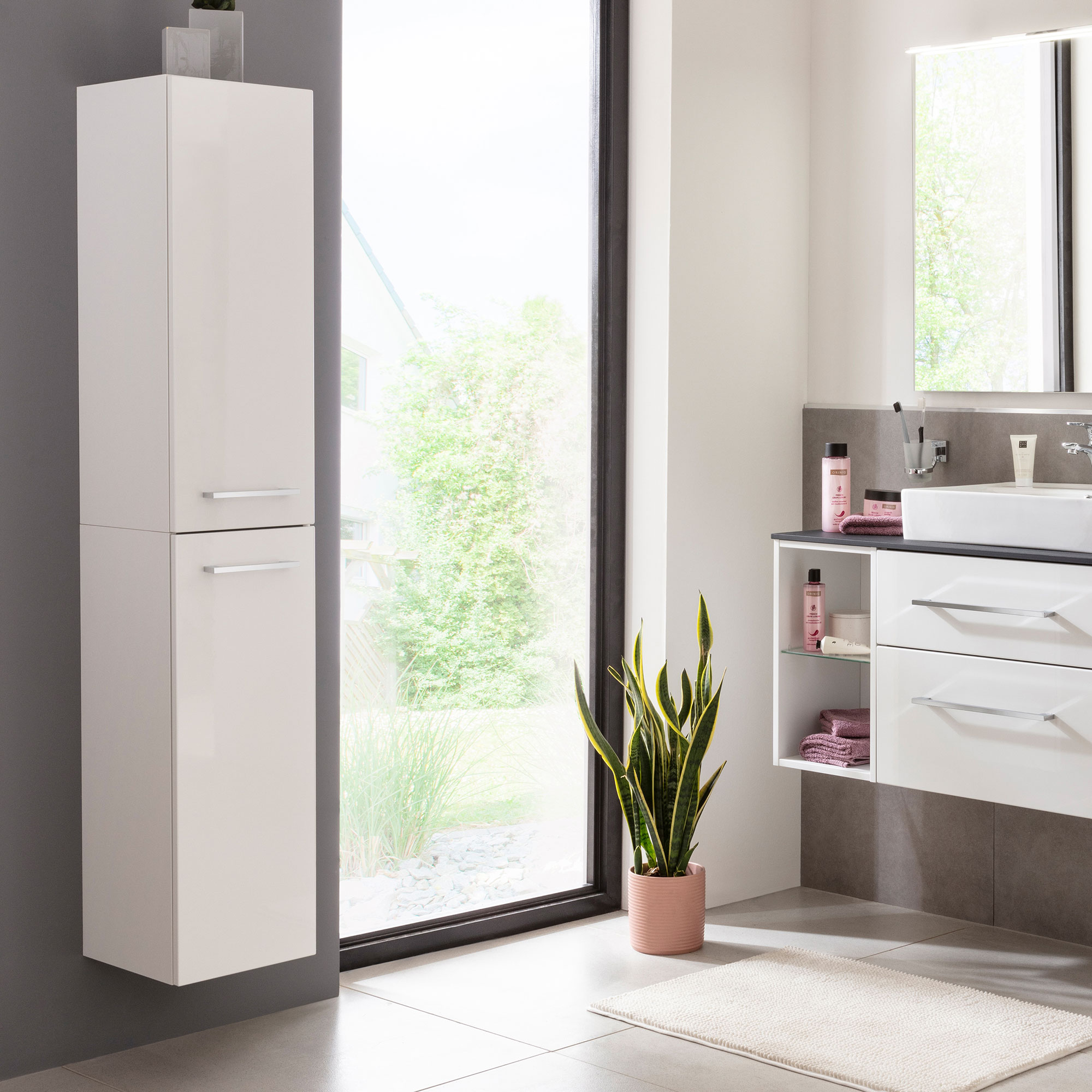 Oxford Hochschrank 30cm - Weiß Hochglanz