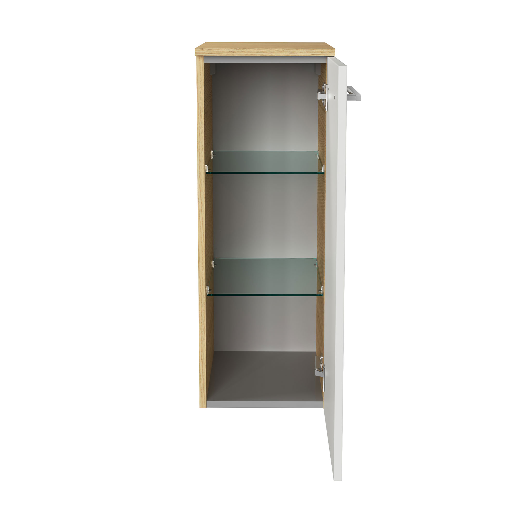 B.Style Midischrank 30 cm Korpusfarbe: Sandeiche Frontfarbe: Weiß Hochglanz Anschlag: Rechts